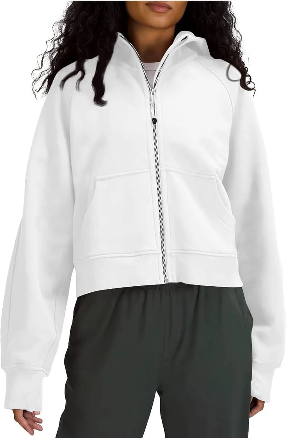 Zip Up Sweatshirts Womens Hoodies Cropped Fleece Jackets Casual Long Sleeve Top Fall Outfits Fashion Y2K Clothes 2024