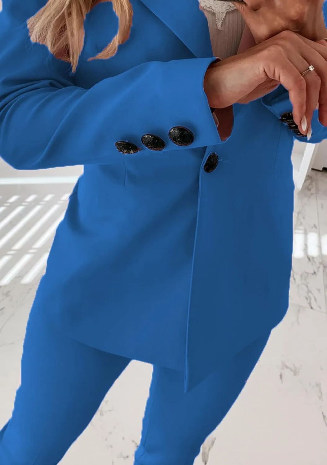 ZWRXW Womens Oversized Long Sleeve Blazers Notch Lapel One Button Suit Jacket Business Work Casual Office Blazers Outwear