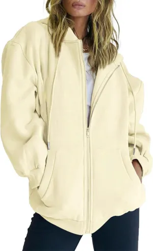 ZYXTIM Women's 2024 Spring Fashion Sweatshirts Zip Up Cropped Hoodies Cotton Warm Loose Casual Outdoor Gym Sport Jackets